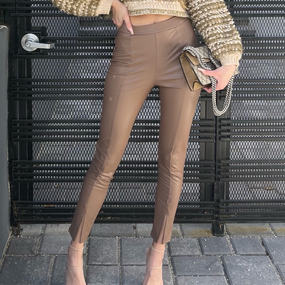 Taupe faux leather pants